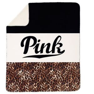 AWESOME RARE VS PINK COLORBLOCK   LEOPARD SHERPA BLANKET